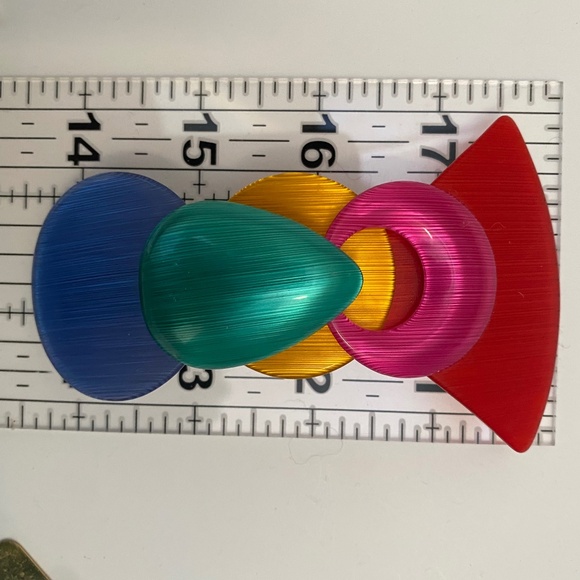 Vintage Hair Clip Colorful Lucite Acrylic Plastic Pop Art Geometric PostModern main image 4